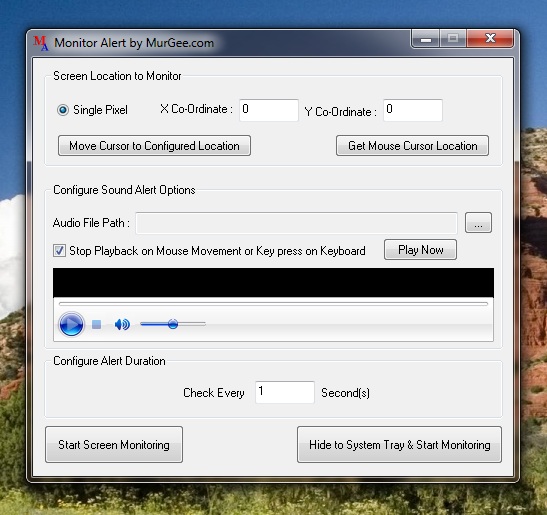 Monitor Screen for changes and sound an alert whenever screen changes Monitor Screen for changes and sound an audible alert